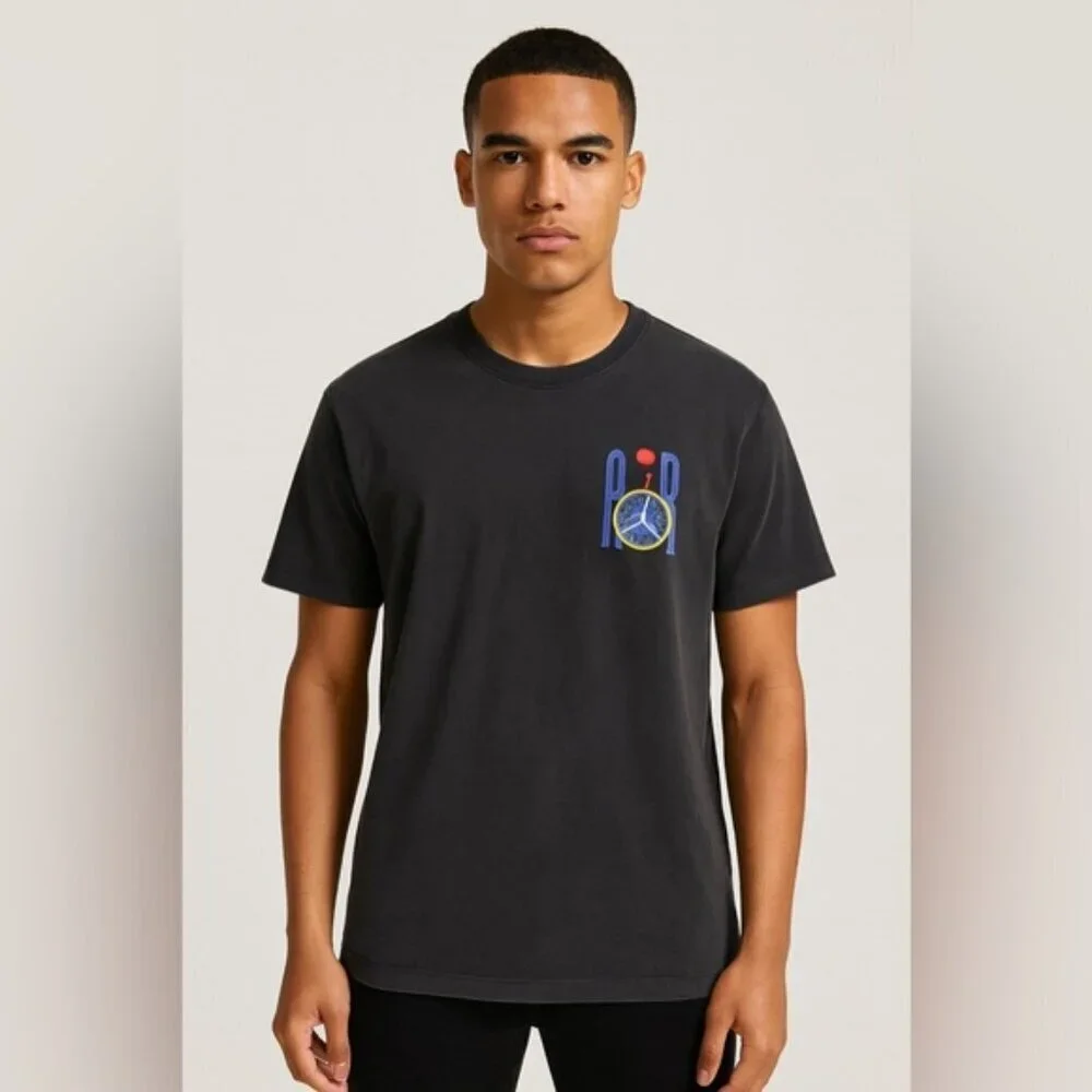 Vintage Jordan Air Globe Graphic T-Shirt Black Size L